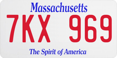 MA license plate 7KX969