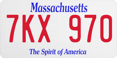 MA license plate 7KX970