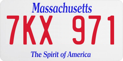 MA license plate 7KX971