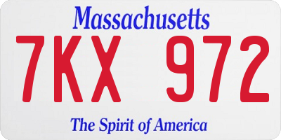 MA license plate 7KX972
