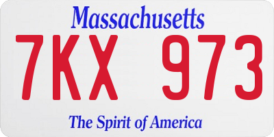 MA license plate 7KX973