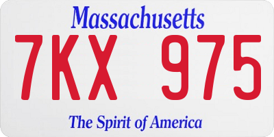 MA license plate 7KX975