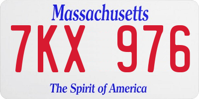 MA license plate 7KX976