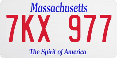 MA license plate 7KX977