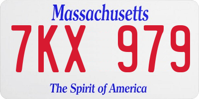 MA license plate 7KX979