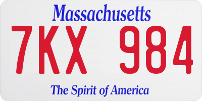 MA license plate 7KX984