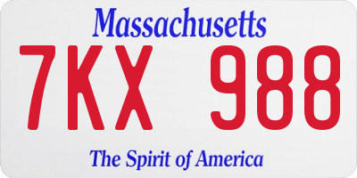 MA license plate 7KX988