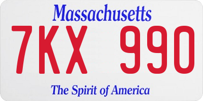 MA license plate 7KX990