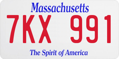 MA license plate 7KX991