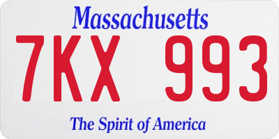 MA license plate 7KX993