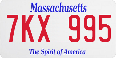 MA license plate 7KX995