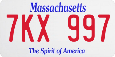 MA license plate 7KX997