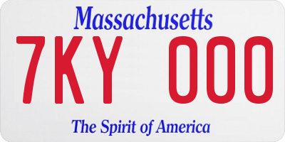 MA license plate 7KY000