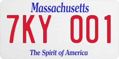 MA license plate 7KY001