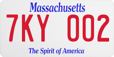 MA license plate 7KY002
