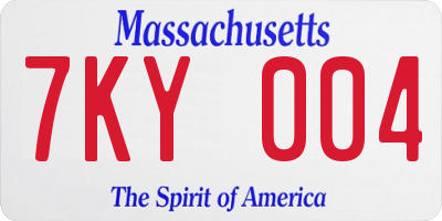 MA license plate 7KY004