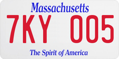 MA license plate 7KY005