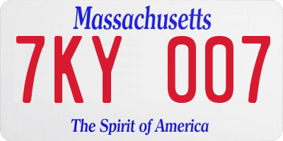 MA license plate 7KY007