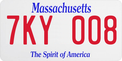 MA license plate 7KY008