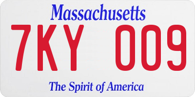 MA license plate 7KY009