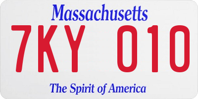 MA license plate 7KY010