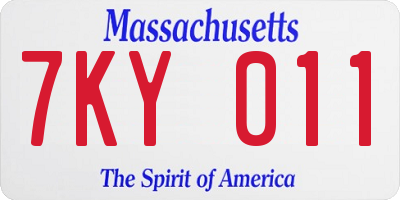 MA license plate 7KY011
