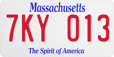 MA license plate 7KY013