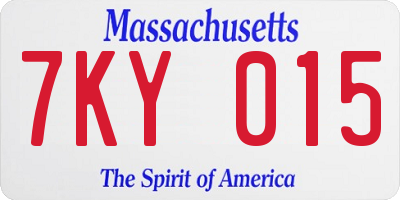 MA license plate 7KY015
