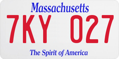 MA license plate 7KY027