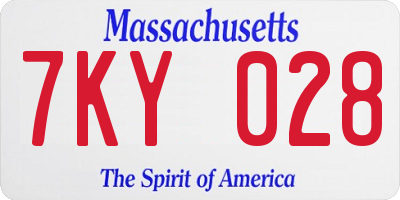 MA license plate 7KY028