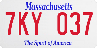 MA license plate 7KY037