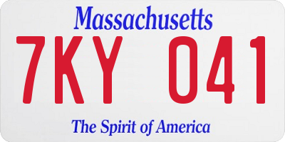 MA license plate 7KY041