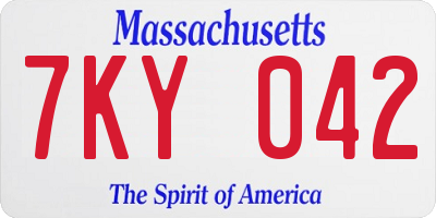 MA license plate 7KY042