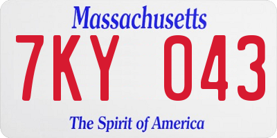 MA license plate 7KY043