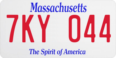 MA license plate 7KY044