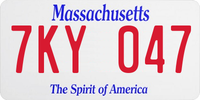 MA license plate 7KY047