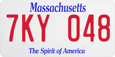 MA license plate 7KY048