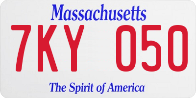 MA license plate 7KY050