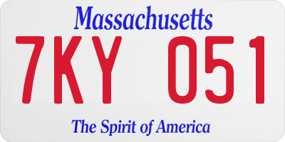 MA license plate 7KY051