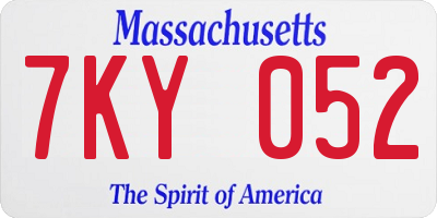 MA license plate 7KY052