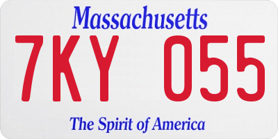 MA license plate 7KY055