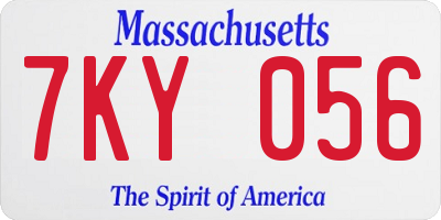 MA license plate 7KY056