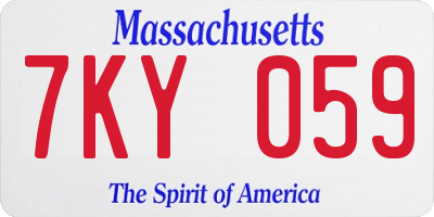 MA license plate 7KY059