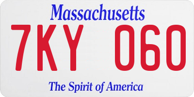 MA license plate 7KY060