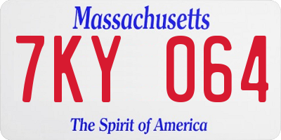 MA license plate 7KY064