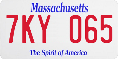 MA license plate 7KY065