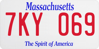 MA license plate 7KY069