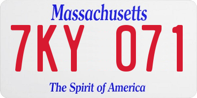 MA license plate 7KY071
