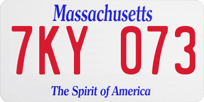 MA license plate 7KY073