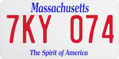 MA license plate 7KY074